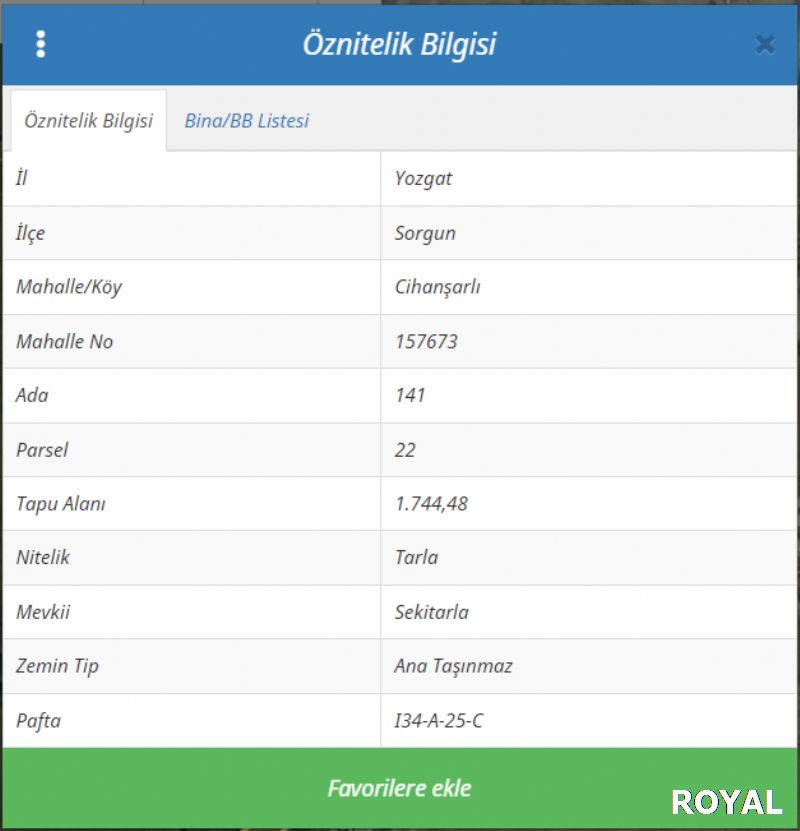 ROYAL'DEN CİHANŞARLI DA YOLA SIFIR  ve TARIM DIŞI ARAZİ 1.744 M²